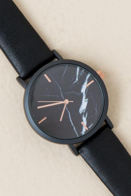 Francesca's Tova Marble Watch - Black