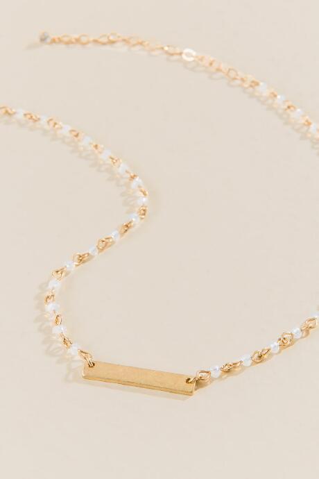 Francesca Inchess Lacey Beaded Bar Necklace - Iridescent