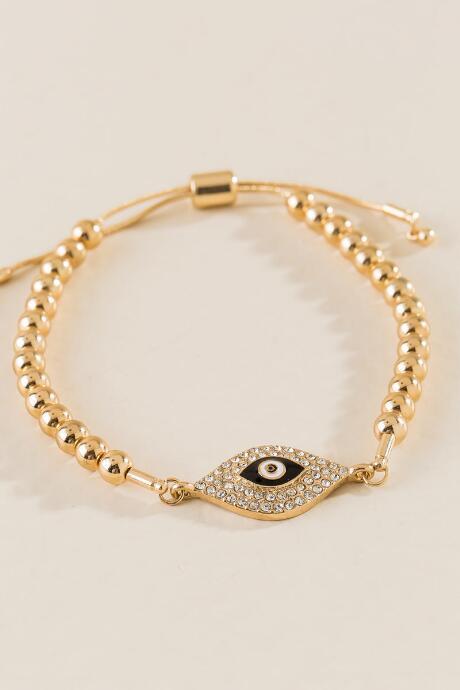 Francesca Inchess Evil Eye Pull Tie Bracelet - Gold