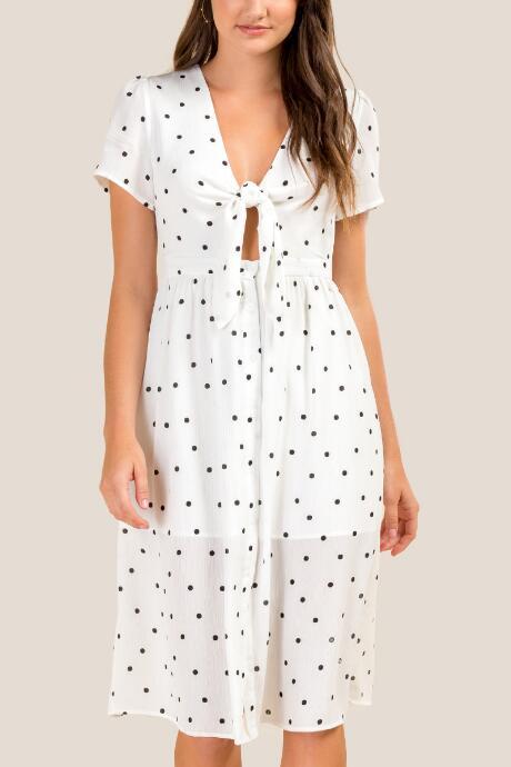 Francesca's Emilia Polka Dot Shift Dress - White