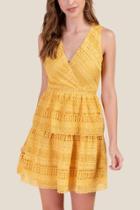 Francesca's Kailey Tiered Crocheted Dress - Sunshine