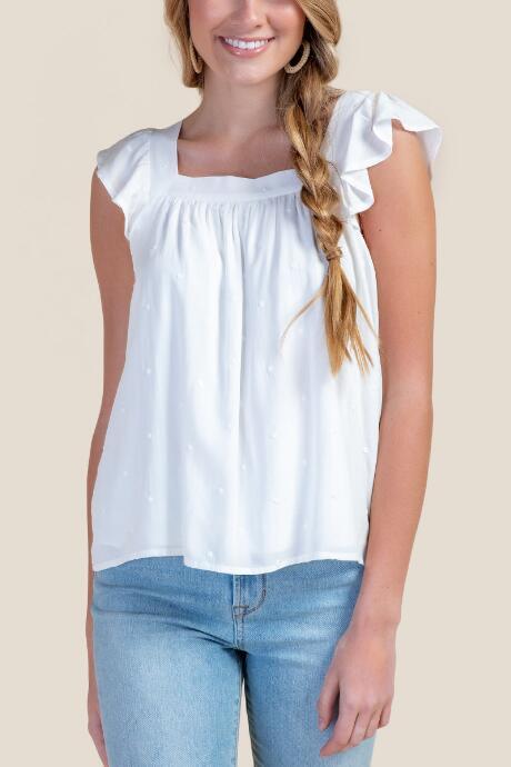 Francesca's Brooklyn Ruffle Strap Tank Top - White