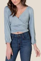 Francesca's Danica Wrapped Tie Back Top - Chambray