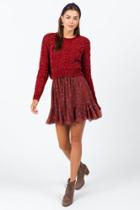 Francesca's Sid Chunky Cable Sweater - Wine