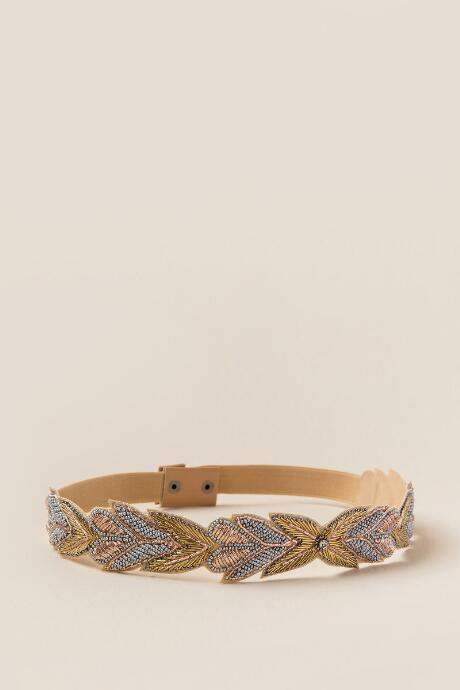 Francesca's Rania Beaded Stretch Belt - Gold