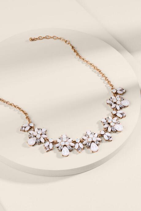 Francesca's Jane Crystal Statement Necklace - Ivory