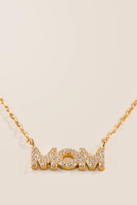 Francesca's Mom Cubic Zirconia Bar Pendant - Gold