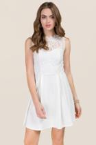 Francesca's Faelyn Lace A-line Dress - White