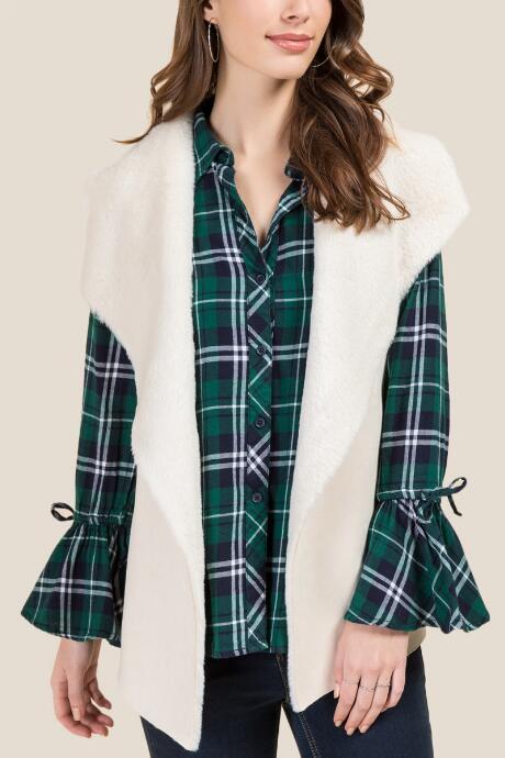 Francesca's Tammy Fur Draped Vest - Ivory