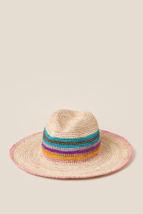 Francesca's Florence Raffia Striped Hat - Multi
