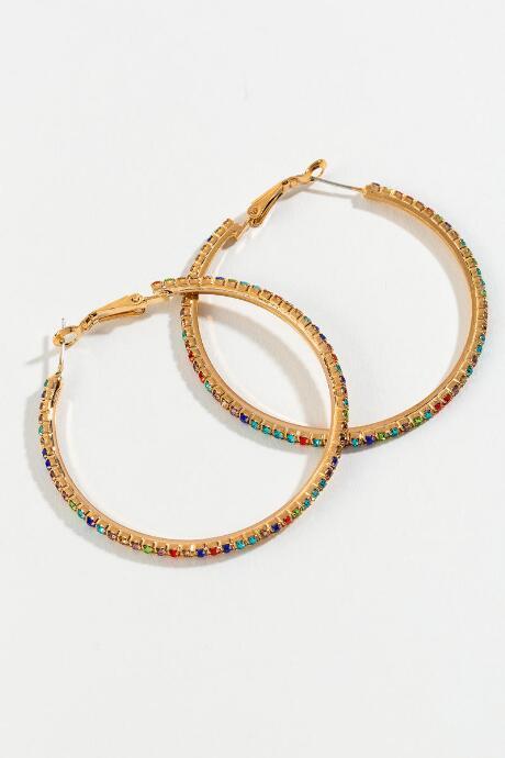 Francesca's London Rainbow Pav Hoops - Multi