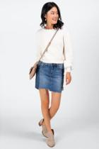 Francesca's Idella Scallop Neck Sweater - Ivory