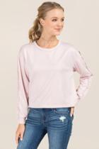 Alythea Cara Ruffles & Pearls Crop Sweatshirt - Mauve