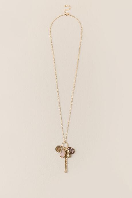 Francesca's Rami Tassel Charm Cluster Necklace - Blush