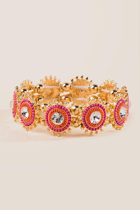Francesca's Ela Bracelet With Inset Stones - Neon Pink