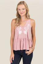Ayla Asia Embroidered Gigi Drop Waist Cupro Tank - Rose