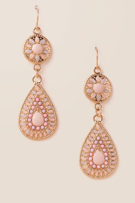 Francesca's Emerson Double Drop Earring In Pink - Pale Pink