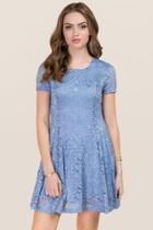 Francesca's Hilda Lace A-line Dress - Oxford Blue