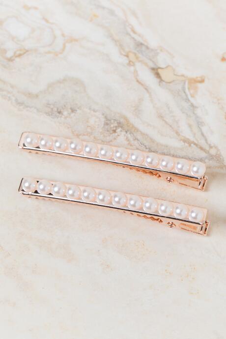 Francesca's Samantha Pearl Salon Clips - Rose/gold