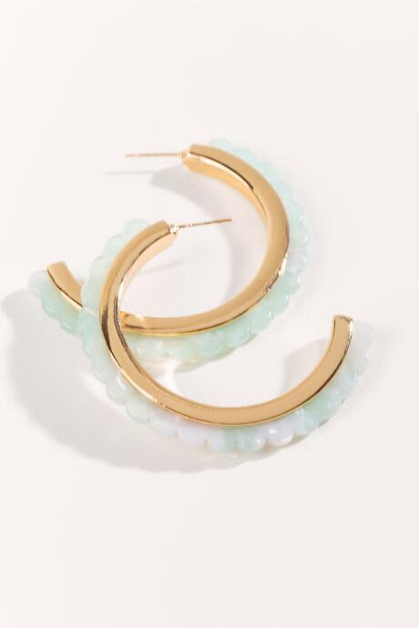 Francesca's Abby Scalloped Semi Hoop Earrings - Mint