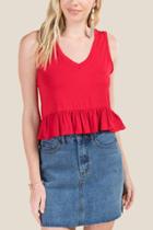 Francesca's Romy Ruffle Hem Top - Red