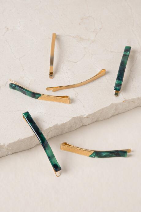 Francesca's Natalie Resin Salon Clips In Green - Green