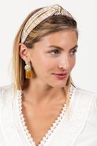Francesca's Karen Top Knot Plaid Headband - Ivory