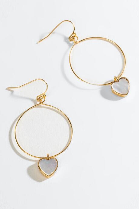 Francesca's Natalie Heart Circle Drop Earrings - Ivory