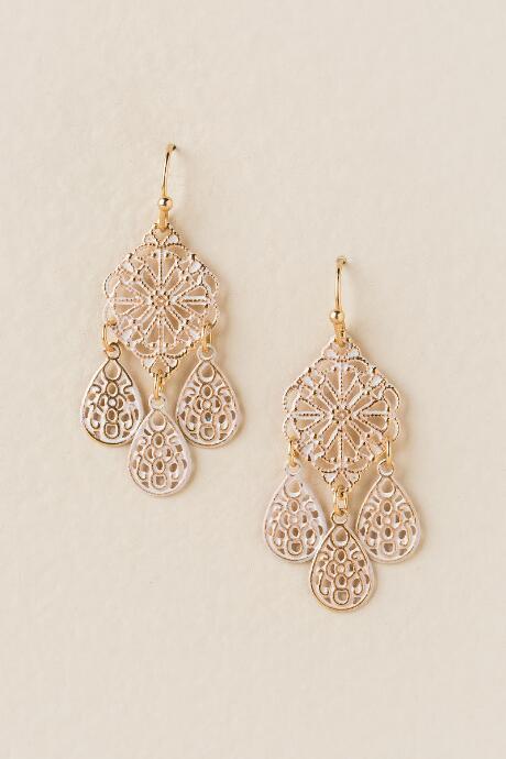 Francesca's Kenzie Filigree Chandelier Earring - White