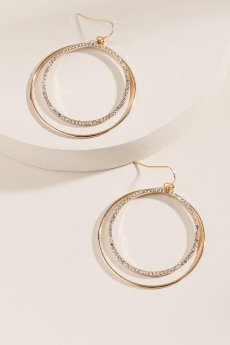 Francesca's Deidra Pave Circle Hoops - Crystal