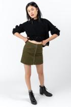 Francesca's Rayen Zip Front Mini Skirt - Olive