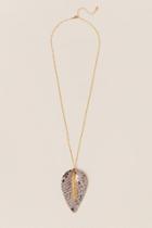 Francesca's Tressie Leaf Pendant Necklace - Gold