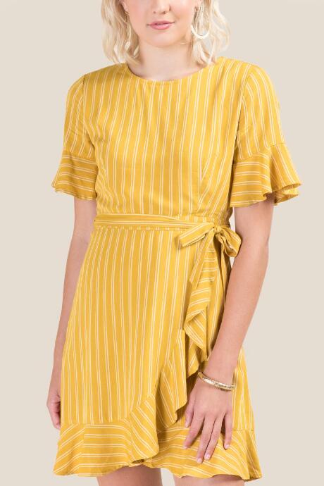 Francesca's Jillian Ruffled Hem A-line Dress - Sunshine
