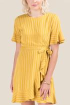 Francesca's Jillian Ruffled Hem A-line Dress - Sunshine