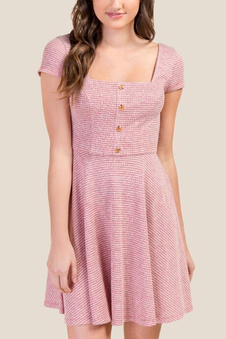 Francesca Inchess Adele Tweed Button Front Dress - Cinnamon