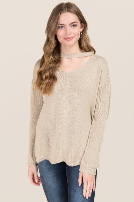 Blue Rain Auden Scalloped Edge Gigi Sweater - Taupe