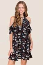 Blue Rain Dalila Cold Shoulder Floral Dress - Black