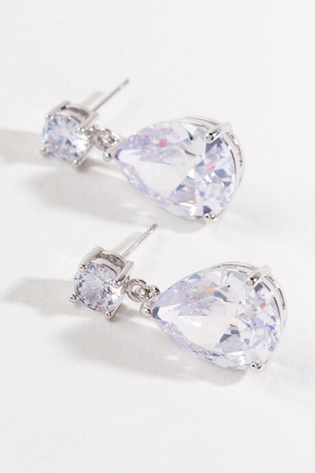 Francesca's Jolie Crystal Teardrop Earrings - Crystal