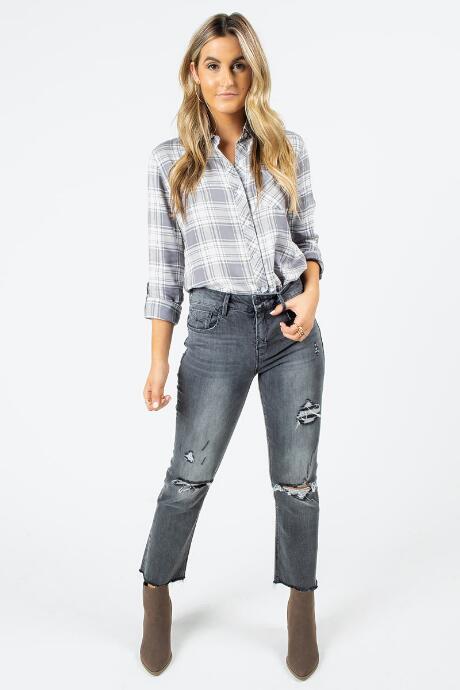 Francesca's Lonna Distressed Crop Jeans - Dark