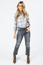 Francesca's Lonna Distressed Crop Jeans - Dark