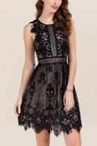 Francescas Juniper Crochet Illusion Waist A-line Dress - Black