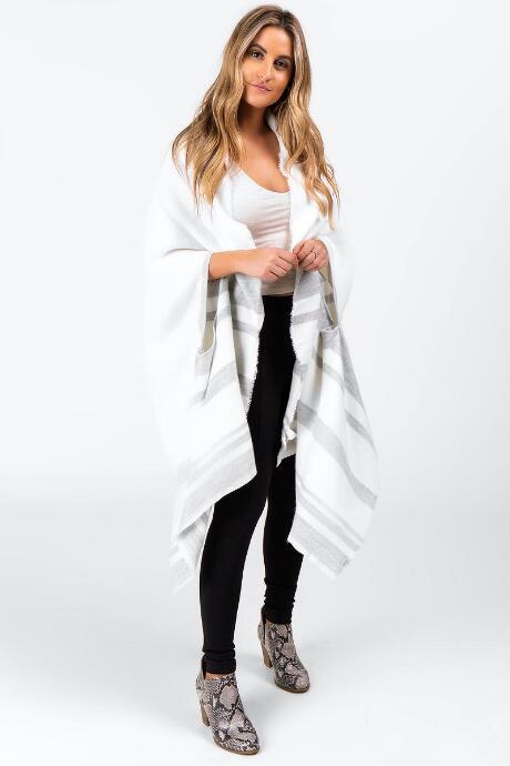Francesca's Ally Ivory Cape Poncho - Ivory