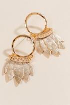 Francesca's Hannah Hoop And Leaves Earrings - Gray