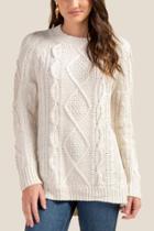 Francesca's Winslet Braided Cable Knit Sweater - Ivory