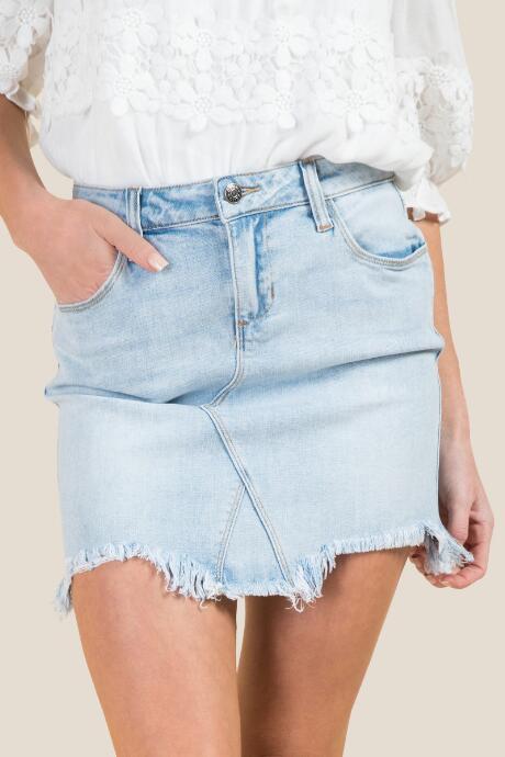 Francesca's Harper Lite Chewy Hem Denim Skirt - Lite