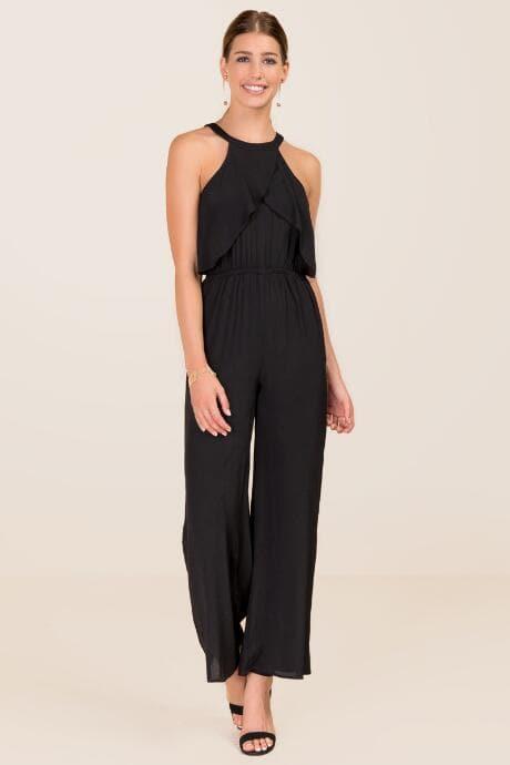 Blue Rain Denny Sleeveless Ruffle Jumpsuit - Black