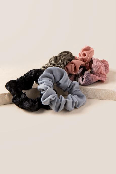 Francesca's Sasha Mixed Scrunchie Hair Ties - Black