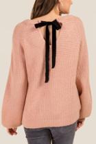 Francesca's Audrey Bow Back Sweater - Rose