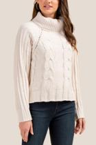 Francesca's Hayden Cowl Neck Chenille Sweater - Ivory