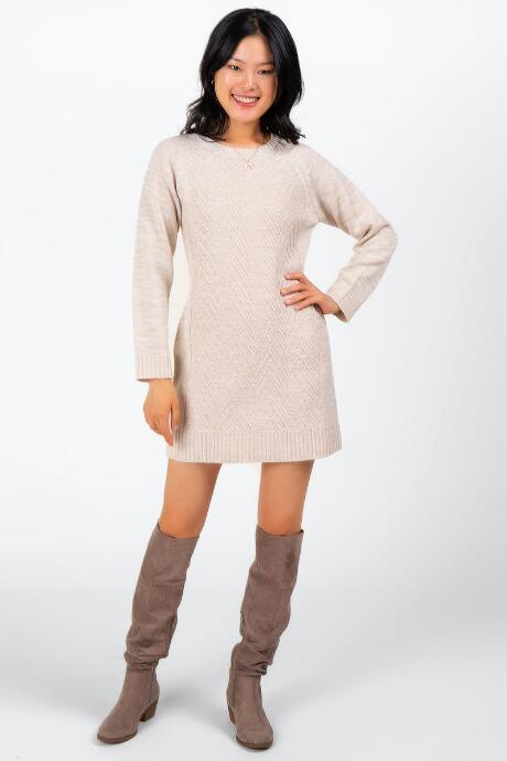 Francesca's Tiff Crew Neck Sweater Dress - Heather Oat